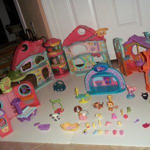 Lot of Biggest Littlest Pet Shop Playset ✿Clubhouse✿ & ACCESSORY LOT PETS + ✿